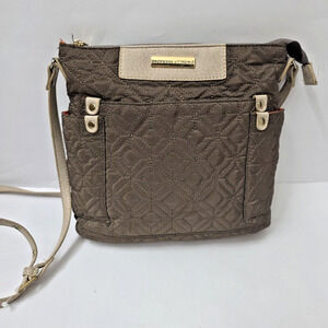 Adrienne Vittadini Crossbody Quilted Purse Brown And Tan Never Used Clean!